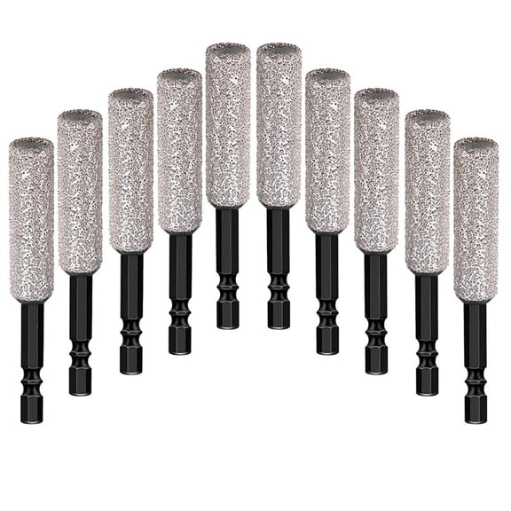 10-Pack 12MM Dry  Core Drill Bit Set for Ceramic,,Tile,Glass,Marble,Brick,Stone with 1/4 Hex Shank