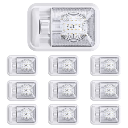 10 Pack 12V Led RV Ceiling Dome Light RV Interior Lighting for Trailer Camper with Switch, Single Dome 280LM