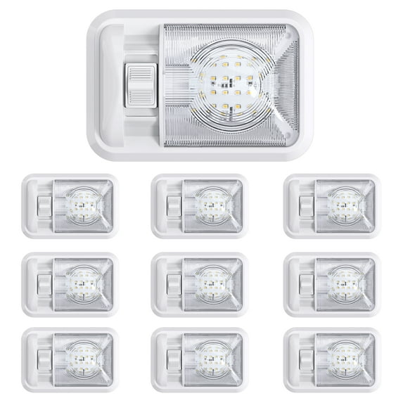 10 Pack 12V Led RV Ceiling Dome Light RV Interior Lighting for Trailer Camper with Switch, Single Dome 280LM