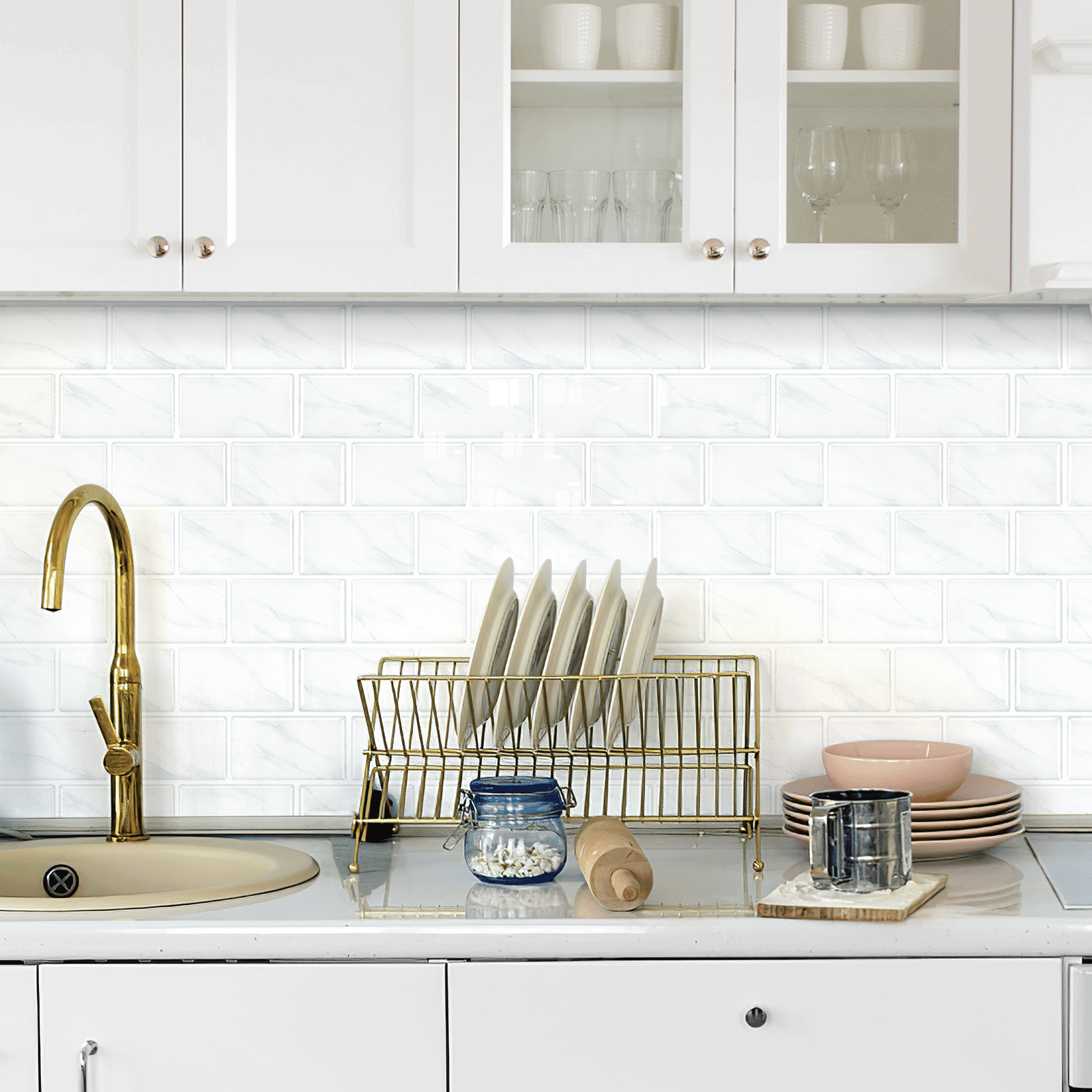 10-Pack 12x12 Inch Vintage 3D Peel and Stick Backsplash Tiles Self-Adhesive High Temperature Resistant Wall Tiles for Kitchen Bathroom Laundry Room 5 Sq Ft Coverage