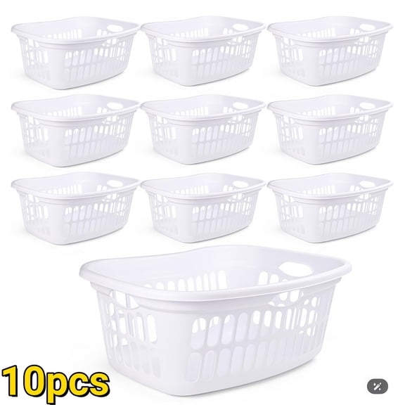 10-Pack 13.2 Gallon Stackable Nestable Clothes Hamper, Heavy Duty BPA-Free Laundry Basket Set, Space-Saving Solution for Dorm, Apartment, and Family Use