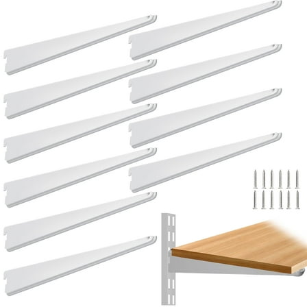 10 Pack 13‑Inch Adjustable Wire Shelf Brackets – Heavy‑Duty Double‑Track Closet & Wall Shelving System Supports（White）