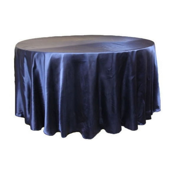 10 Pack 132" Inch round Satin Tablecloth 21 COLORS Table Cover Wedding Banquet", (Color: Navy)