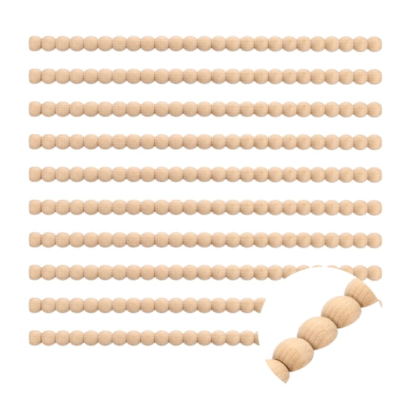 10 Pack 15.75" Decorative Wood Trim, Unfinished 3D Wooden Furniture Molding Trim for DIY Craft, Home Wall Cabinet Shelf Window Door (Half-Round Pearl, 18mm)