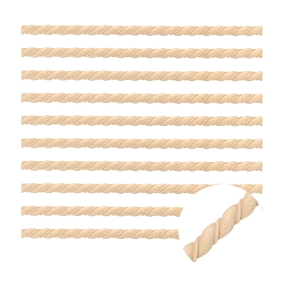 10 Pack 15.75" Decorative Wood Trim, Unfinished 3D Wooden Furniture Molding Trim for DIY Craft, Home Wall Cabinet Shelf Window Door (Twisted-Shaped, 18mm)
