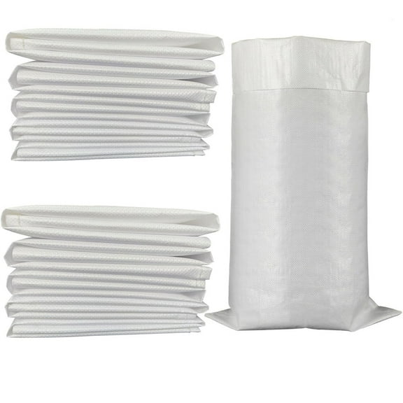 10 Pack 15.7x23.6inch Empty Sand Bags,Happon Woven Rubble Builder Sacks,White Woven Polypropylene Sandbags for Flood Control Emergency Situation Roadblock Building Construction
