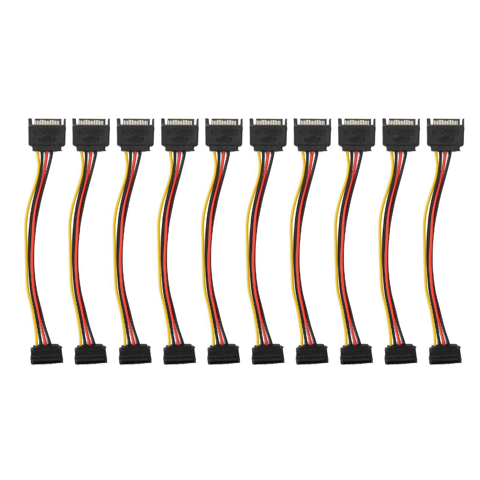 Pin Type Drive Cable 10-Pack 15-Pin SATA Cables 90 Degree Male to Female Power Adapters for ...
