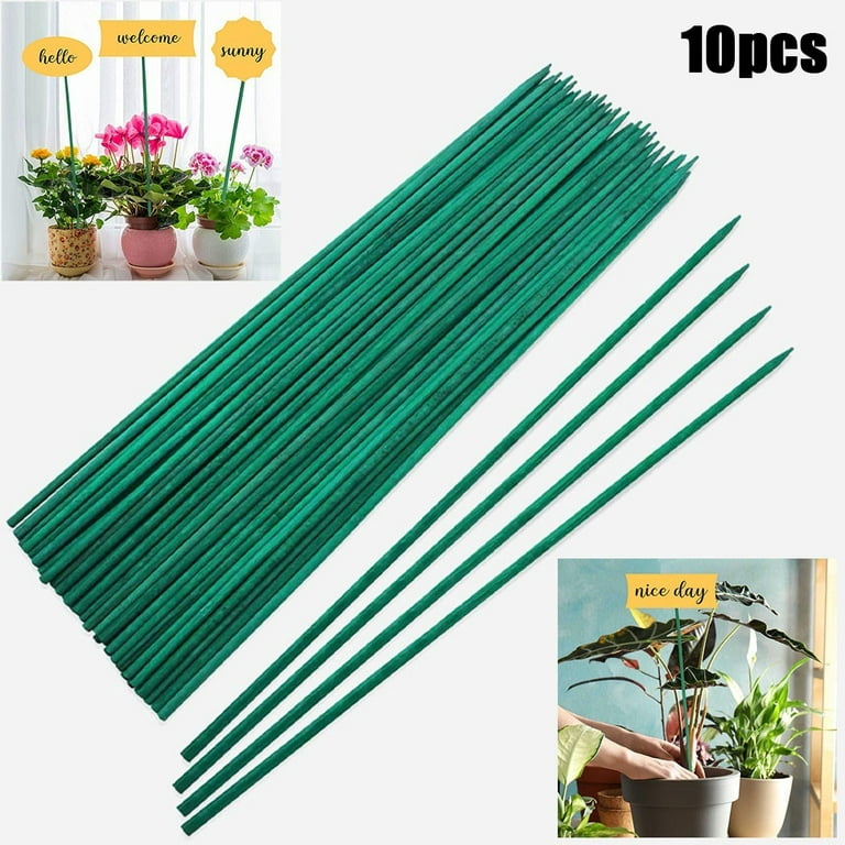 Bclong 10 Pack 16 inch Green Bamboo Sticks Garden Wood Plant Stakes Floral Support ,Yard Garden Sign Posting Poles, Size: 40cm (Approx.)