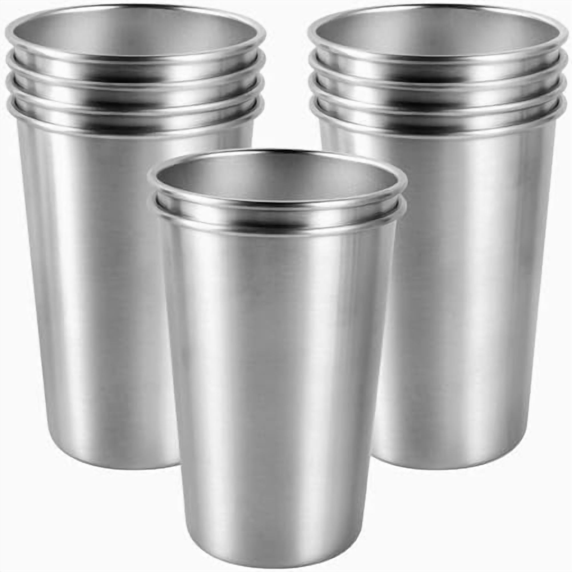 10 Pack 16 Ounce Stainless Steel Pint Cups Shatterproof Cup Tumblers ...