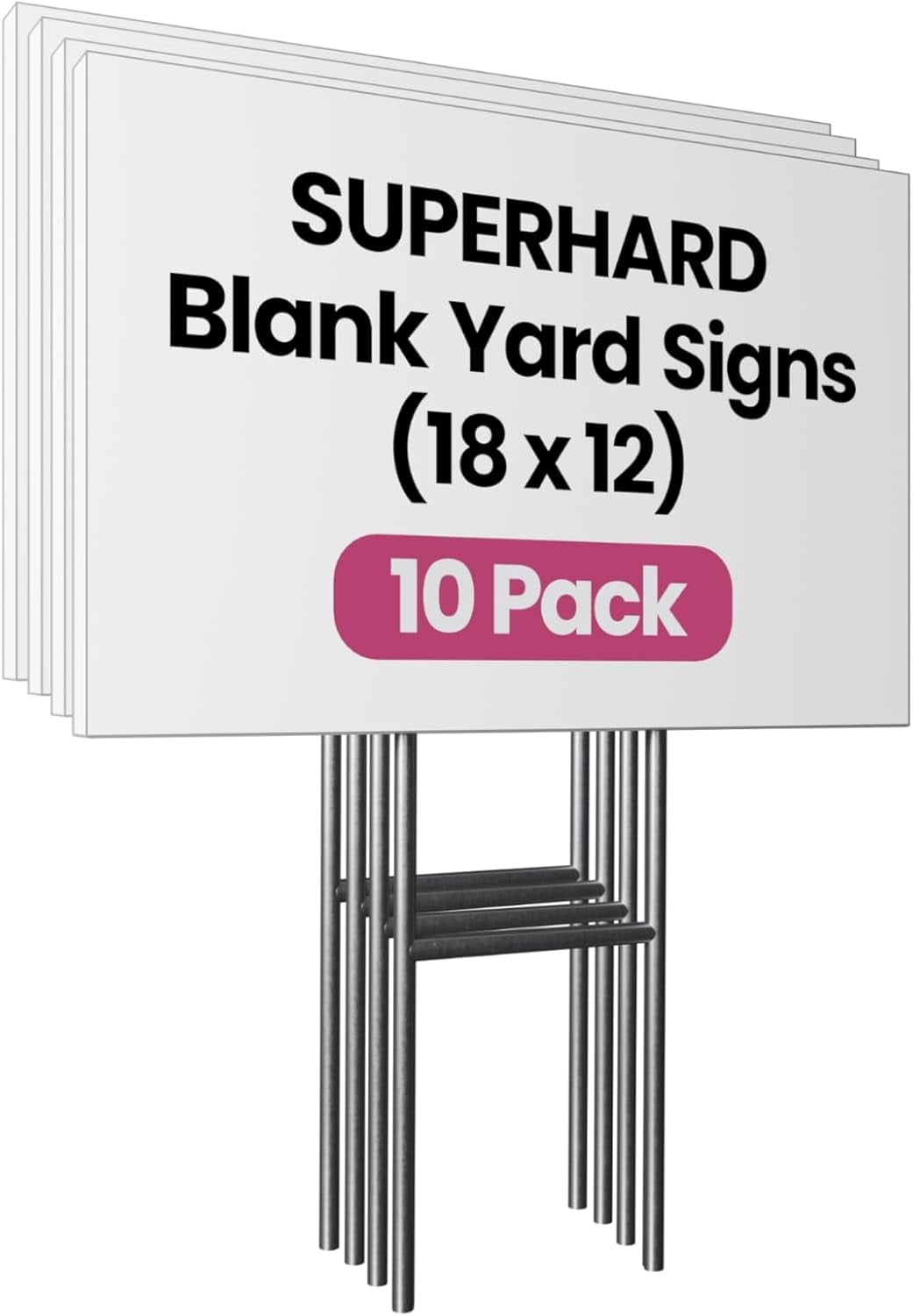 10 Pack 18 x 12 White Blank Yard Signs with Metal Stakes, Waterproof ...