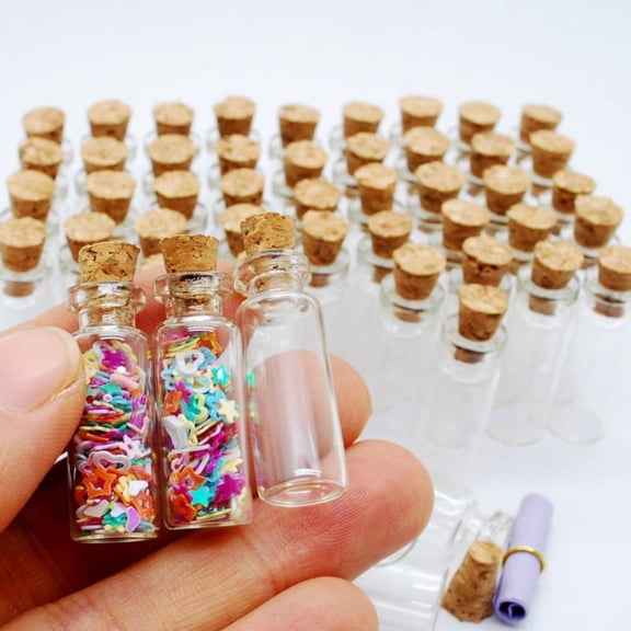 10-Pack 1ml Clear Glass Bottles, Small 1x2. 8cm Containers for Storing Liquids and Samples