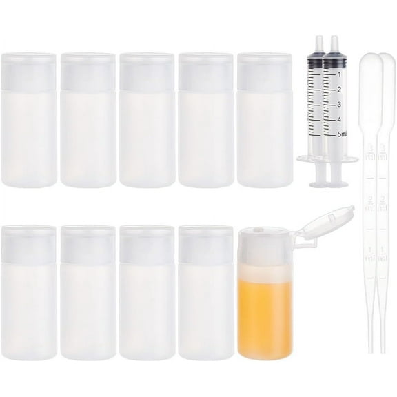 10 Pack 1oz Travel Bottles Small Travel tubes Plastic Flip Cap Sample Bottle Refillable Travel Bottles for Makeup Liquid Cosmetic Toiletries Product