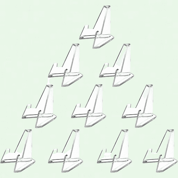 10 Pack 2.3 Inch Clear Small Easel Stand, Acrylic Tabletop Mini Easel, Display Holder for Challenge Coin, Photo, Medal, Name Card, Sign, Badge