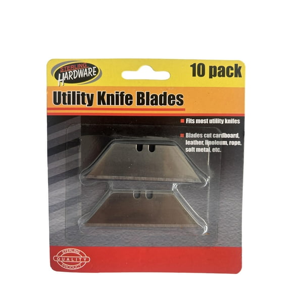 10 Pack 2.3 in Utility Knife Blades, Heavy Duty, Cutlery Steel for Precision Cutting, Fits Most Utility Knives, Durable, Sharp and Reliable Replacement Blades for DIY and Professional Use, Silver