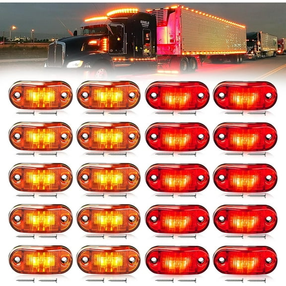 10 Pack 2.5 Inch LED Trailer RV Marker Lights Dual Diode Waterproof Side Clearance Lamps for Truck Camper Boat, Surface Mount Running Signal Accessories