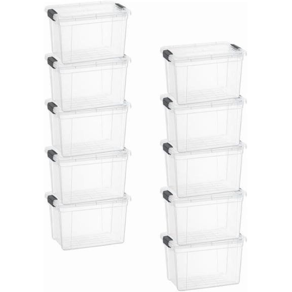 10-Pack 2.5 Qt Clear Stackable Plastic Storage Boxes with Lids, BPA-Free Organizer Containers for Home and Office