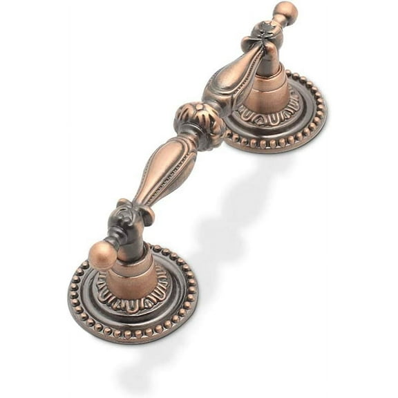 (10 Pack) 2.5" Vintage Drawer Pulls Antique Copper Cabinet Handles Euro Style,Antique Dresser Pull Kitchen Furniture Handle Bedroom Bathroom Hardware, Hole Centers:64mm(2-1/2 in)