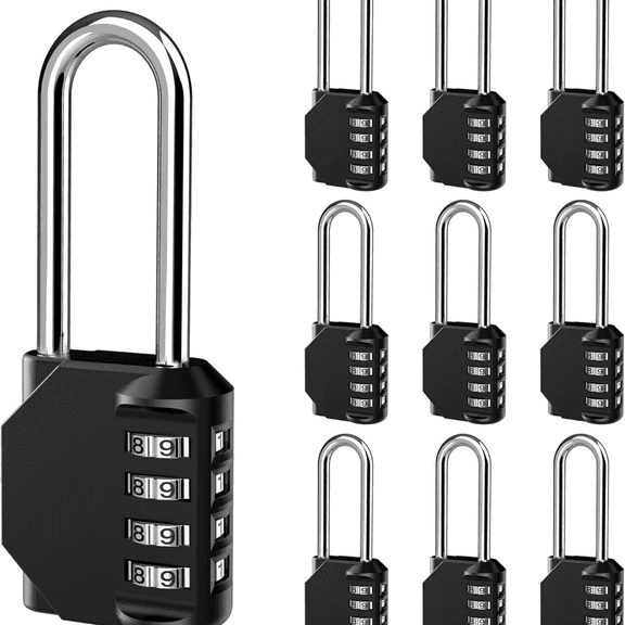 10 Pack 2.6 Inch Long Shackle Combination Lock 4 Digit Outdoor Waterproof Padlock for Hasp Locker Lock, Sports Locker, Fence, Gate, Toolbox, Case, Hasp Storage, Cabinets
