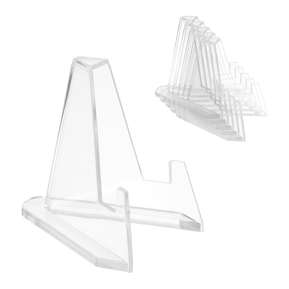 10 Pack 2 Inch Plastic Easel Stand, Display Plate Holders, Desktop Display Stand for Photo, Picture Frame, Card, Collectibles, Coins, Clear