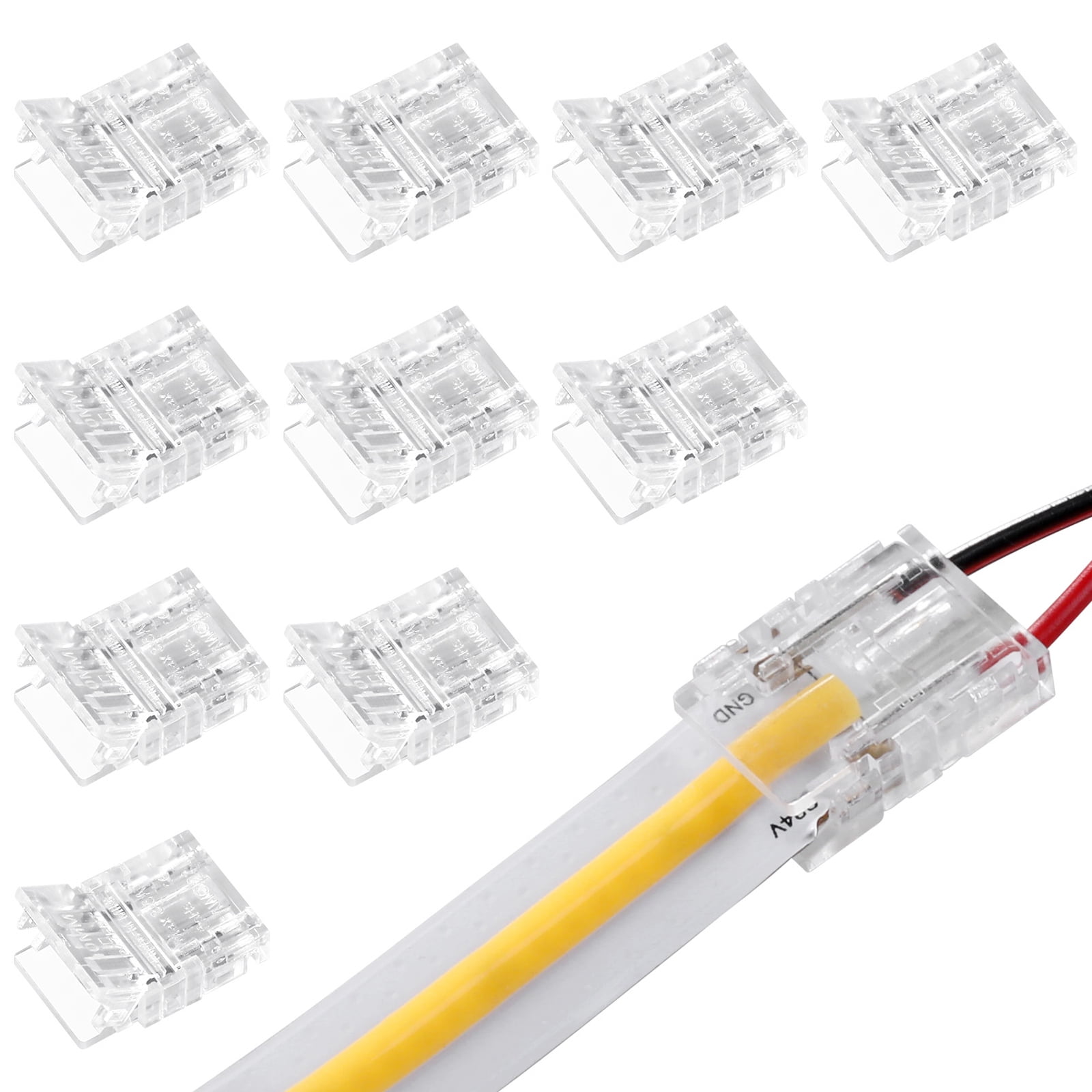 10 Pack 2 Pin 10mm LED Strip Light Connectors UL Listed, Strip to Wire ...