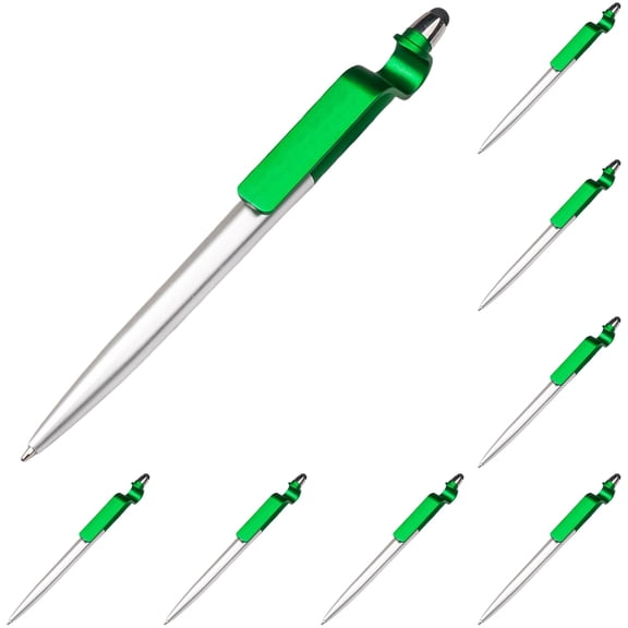 10-Pack 2-in-1 Multipurpose Pen and Phone Stand, Refillable Ballpoint Pen with Built-in Smartphone Kickstand, Hands-Free Desk Accessory for Student Home Office Kitchen, Green, By Harlik