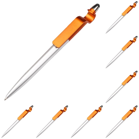 10-Pack 2-in-1 Multipurpose Pen and Phone Stand, Refillable Ballpoint Pen with Built-in Smartphone Kickstand, Hands-Free Desk Accessory for Student Home Office Kitchen, Orange, By Harlik