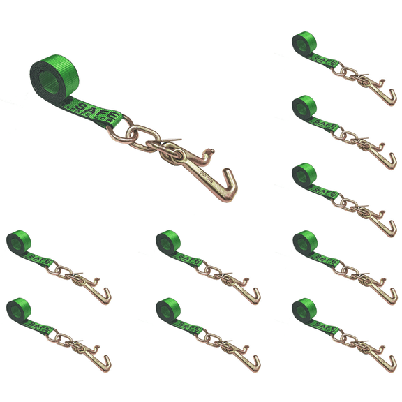 10 Pack 2" x 10' TJ Cluster Hook Car Strap for Wrecker Tow Truck Auto Hauling