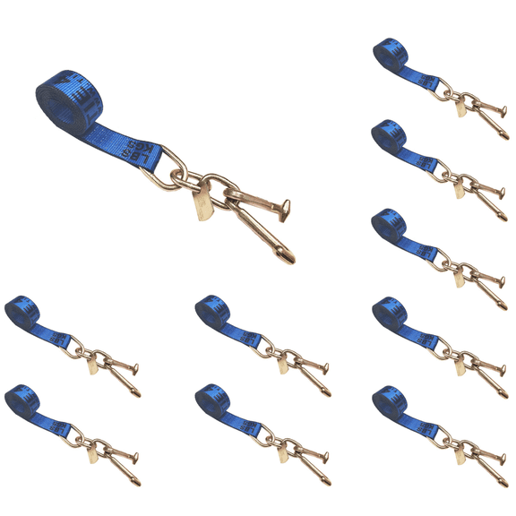 10 Pack 2" x 10' TJ Cluster Hook Car Strap for Wrecker Tow Truck Auto Hauling