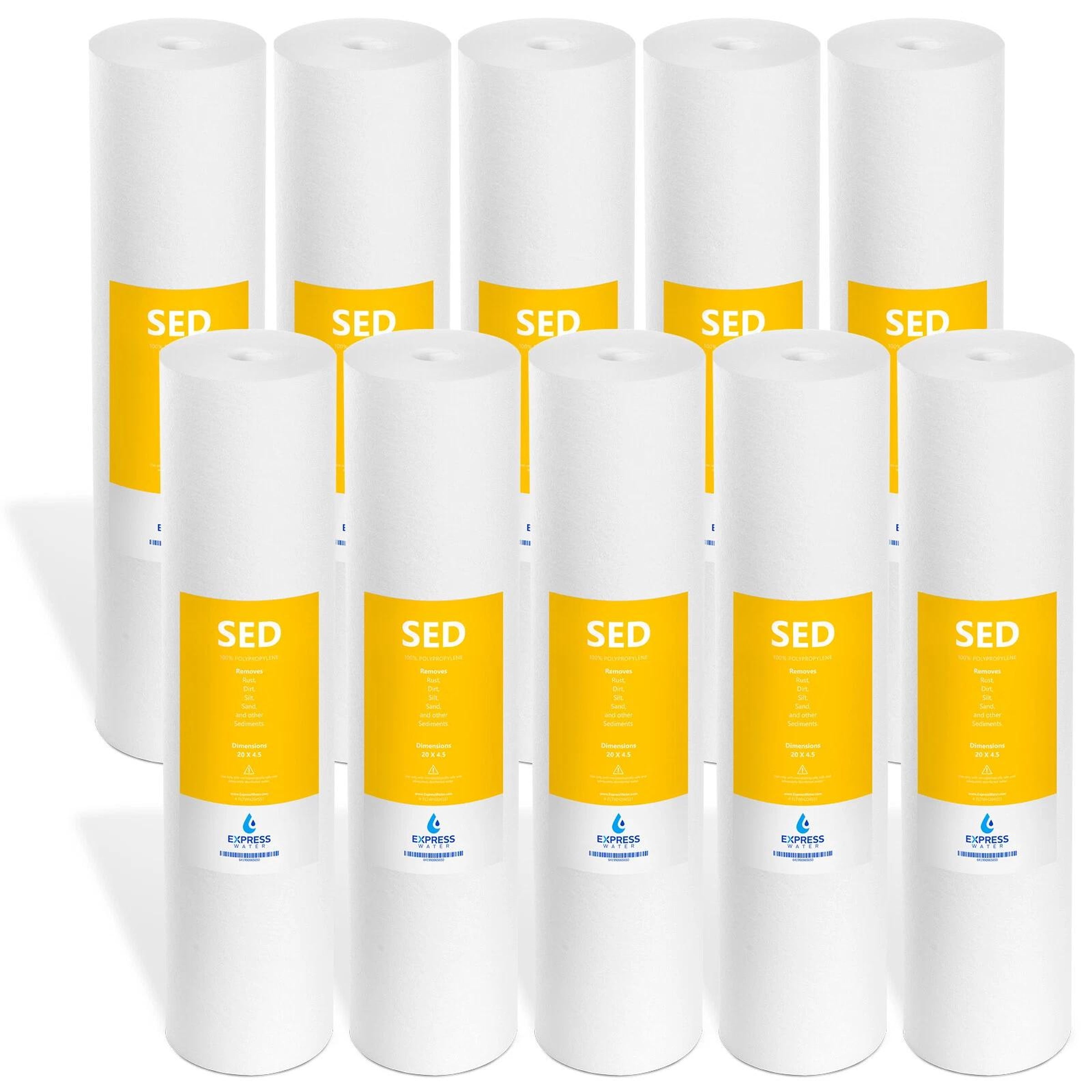 10 Pack 20" Big Blue 5 Micron Whole House Water Filter 4.5" x 20" Sediment