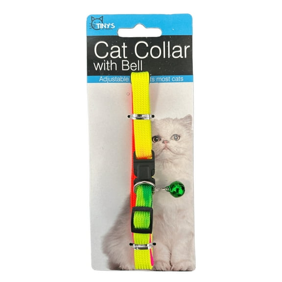 10 Pack 20 in Cat Collar with Bell, Featuring Vibrant Nylon Gradient Colors, Adjustable Plastic Snap Clip Closure, Dainty Bell That Rings as Your Cat Walks, Plays, Runs, Perfect for Cats, Bulk, Mix