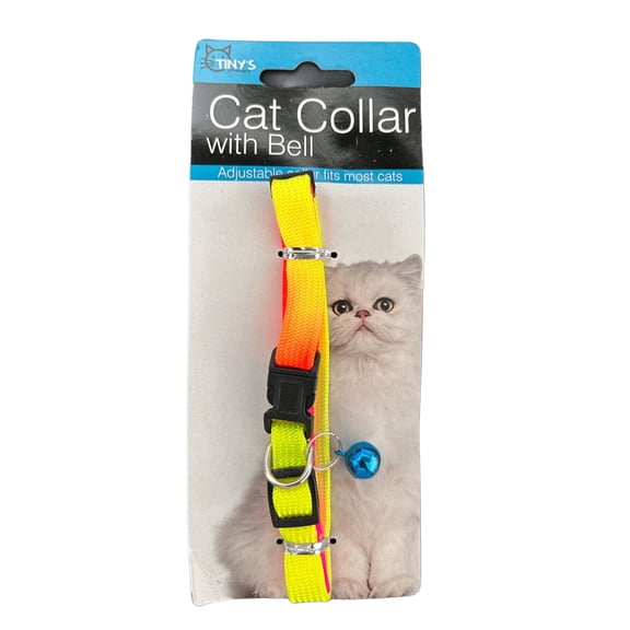 10 Pack 20 in Cat Collar with Bell, Featuring Vibrant Nylon Gradient Colors, Adjustable Plastic Snap Clip Closure, Dainty Bell That Rings as Your Cat Walks, Plays, Runs, Perfect for Cats, Bulk, Mix