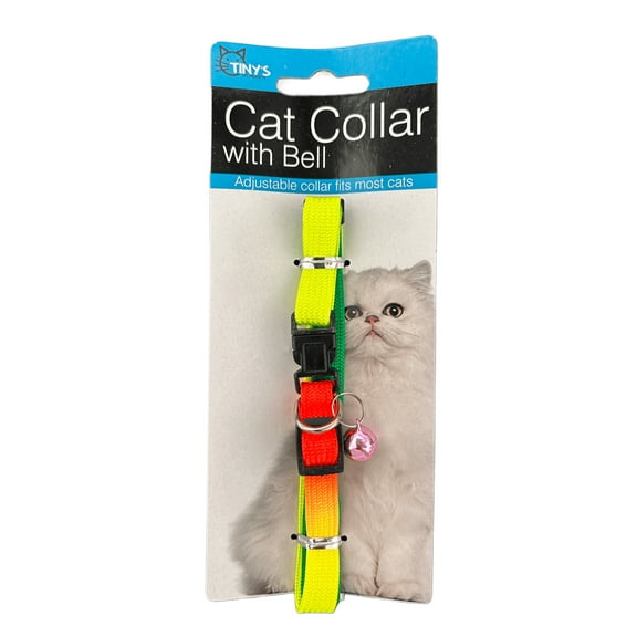 10 Pack 20 in Cat Collar with Bell, Featuring Vibrant Nylon Gradient Colors, Adjustable Plastic Snap Clip Closure, Dainty Bell That Rings as Your Cat Walks, Plays, Runs, Perfect for Cats, Bulk, Mix