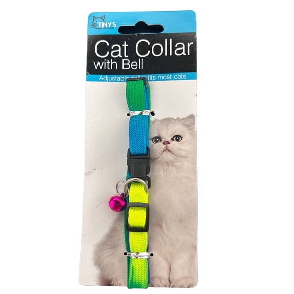 10 Pack 20 in Cat Collar with Bell, Featuring Vibrant Nylon Gradient Colors, Adjustable Plastic Snap Clip Closure, Dainty Bell That Rings as Your Cat Walks, Plays, Runs, Perfect for Cats, Bulk, Mix