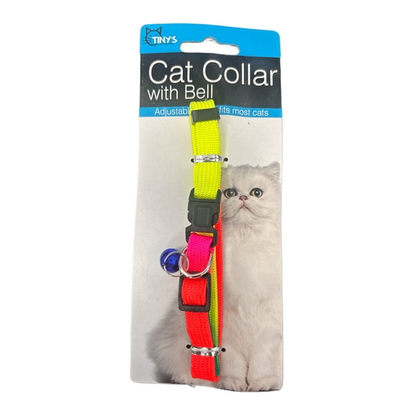 10 Pack 20 in Cat Collar with Bell, Featuring Vibrant Nylon Gradient Colors, Adjustable Plastic Snap Clip Closure, Dainty Bell That Rings as Your Cat Walks, Plays, Runs, Perfect for Cats, Bulk, Mix