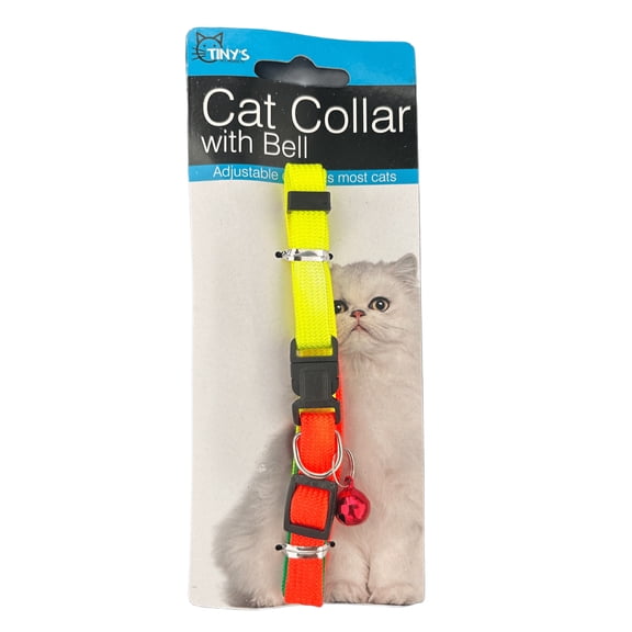 10 Pack 20 in Cat Collar with Bell, Featuring Vibrant Nylon Gradient Colors, Adjustable Plastic Snap Clip Closure, Dainty Bell That Rings as Your Cat Walks, Plays, Runs, Perfect for Cats, Bulk, Mix