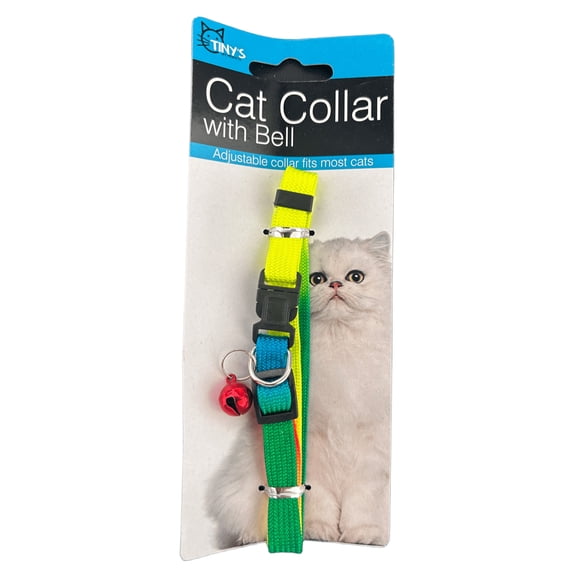 10 Pack 20 in Cat Collar with Bell, Featuring Vibrant Nylon Gradient Colors, Adjustable Plastic Snap Clip Closure, Dainty Bell That Rings as Your Cat Walks, Plays, Runs, Perfect for Cats, Bulk, Mix