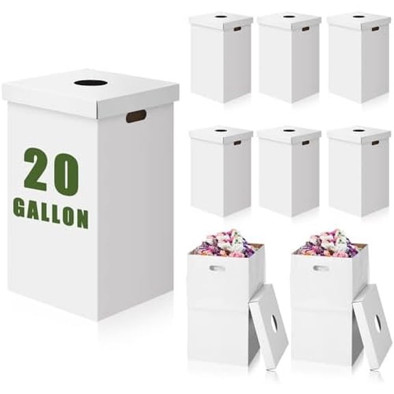 10 Pack 20 Gallon Corrugated Cardboard Trash Cans with lid Bulk for Events Parties Disposable and Cans Bottle Recycling Bins with 20 Garbage Bags Garbage Boxes for Outdoor Events