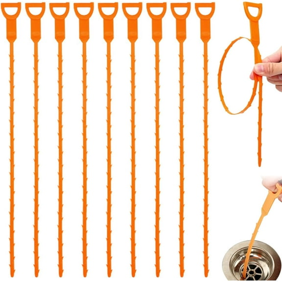 10 Pack 20 Inch Drain Snake Flexible Hair Drain Clog Remover Snake Cleaning Tools for Kitchen Sink, Bathtub, Toilet and Sewer Systems Effective Cleaning Debris