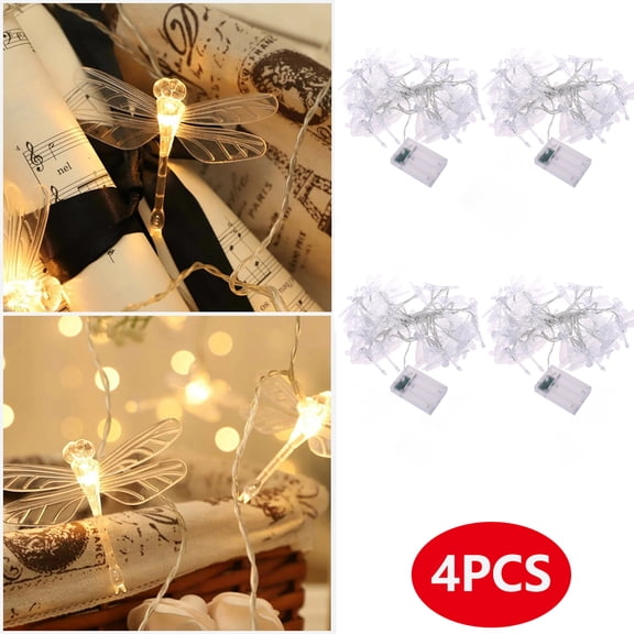 10 Pack 20 LED 10ft Battery Operated Fairy String Lights with Remote, Waterproof Silver Wire Butterfly Dragonfly Lights for Wedding Christmas Party Bedroom Indoor Outdoor Decor (Warm Light)