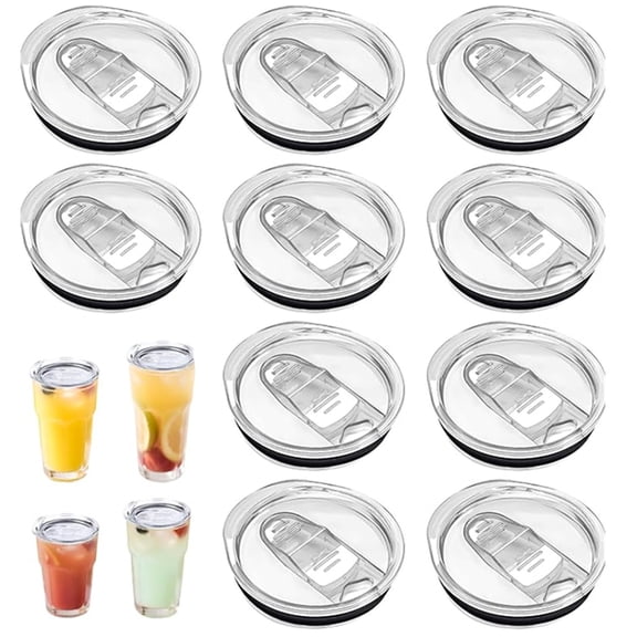 10 Pack 20 oz Skinny Tumbler Replacement Lids Fit for 20oz Sublimation Tumblers Splash Resistant Acrylic Sliding Covers Straw Friendly Daily Use DIY Decor (Clear)