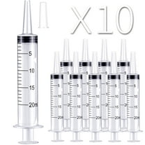 10 Pack 20ml Large Plastic Syringe, Liquid Measuring Syringes Without Needle for Epoxy Resin, Craft, Scientific Labs, Feeding Pets Animals, Oil or Glue Applicator