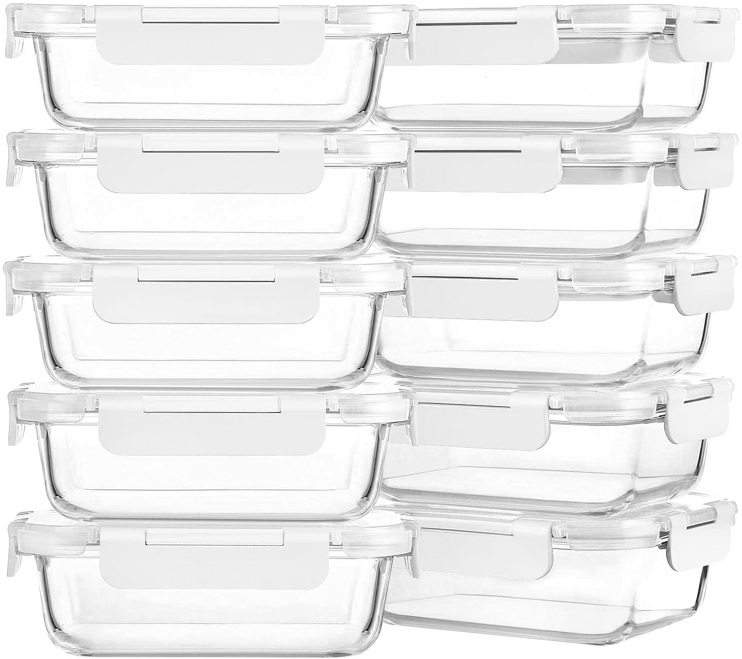 10Pack 22 Oz, Glass Meal Prep Containers, Glass Food Storage