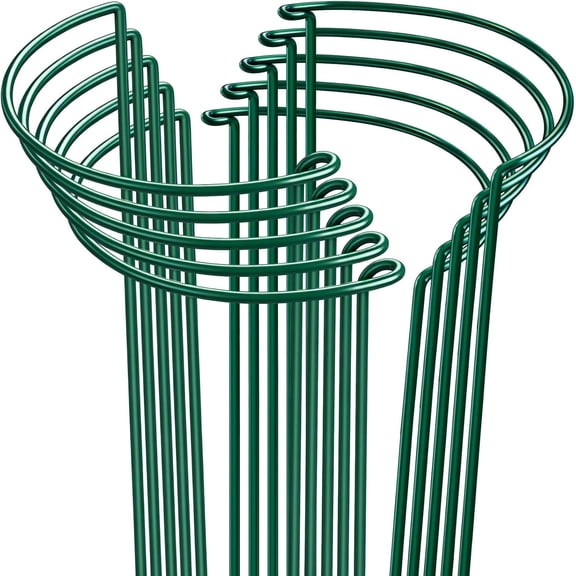 10 Pack 24" H x 10" W Tall Plant Support Stakes, Half Round Metal Peony Cages and Supports, Monstera Plant Support Snake Plant Stake Flower Support Ring for Tomato, Hydrangea Outdoor Indoor