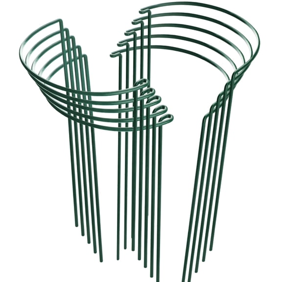 10 Pack 24" H x 10" W Tall Plant Support Stakes, Half Round Metal Peony Cages and Supports, Monstera Plant Support Snake Plant Stake Flower Support Ring for Tomato, Hydrangea Outdoor Indoor