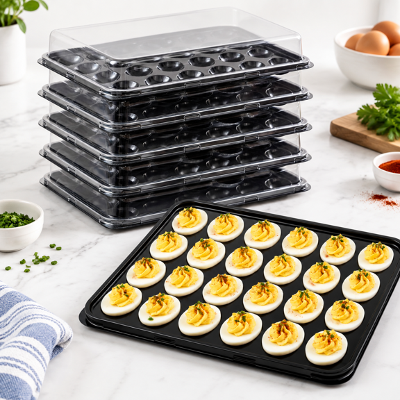 10 Pack 24 Slot Square Extra Large Deviled Egg Containers With Lids
