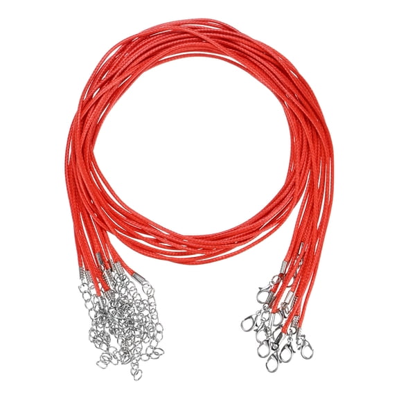 10 Pack 24" Waxed Necklace Cord, Bracelet Cord with Lobster Clasp 1.5mm Bulk Necklace String Rope for Pendants, Bracelets, Jewelry Making Supplies, DIY Beading Supplies[Dark Red]