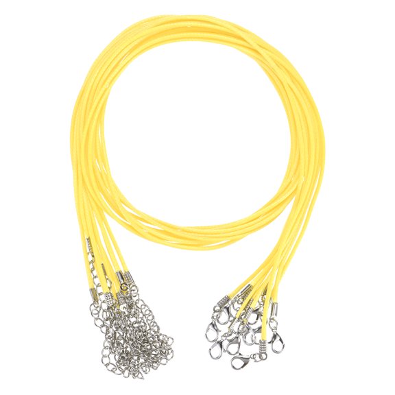 10 Pack 24" Waxed Necklace Cord, Bracelet Cord with Lobster Clasp 1.5mm Bulk Necklace String Rope for Pendants, Bracelets, Jewelry Making Supplies, DIY Beading Supplies[Yellow]