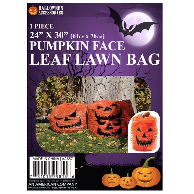 10 Pack 24 in x 30 in Orange Pumpkin Face Lawn Bag, Perfect  display picture 2