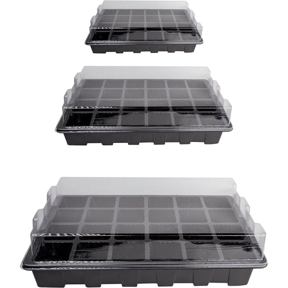 10 Pack -240 Cells -24 Grow Trays with Humidity Dome and Cell Insert - Mini Propagator for Seed Starting Growing Healthy Plants Durable Reusable Recyclable