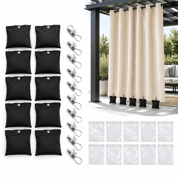 10 Pack 24oz Heavy Duty Outdoor Curtain Weights with Clips, Windproof Sandbag for Gazebo Pergola Patio Drapes